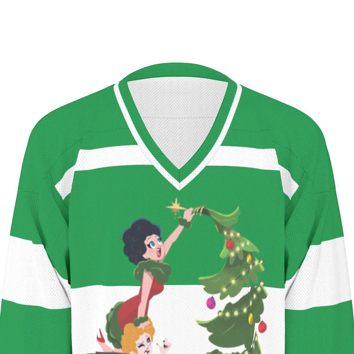 Jinkx and Dela - Tree Hockey Jersey - dragqueenmerch