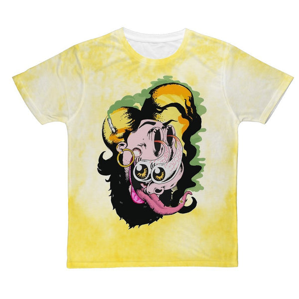 QUEEF LATINA "EYEZ ON ME" YELLOW ALL OVER PRINT T-SHIRT