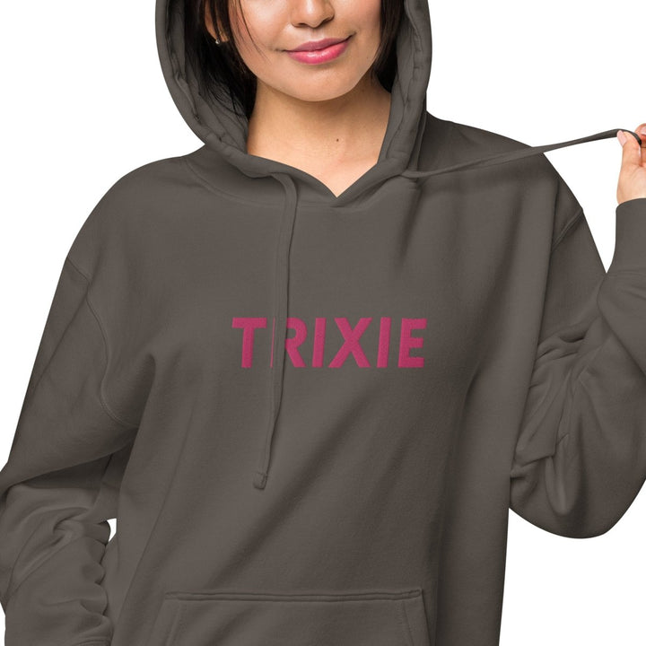 Trixie mattel - Block Logo Embroidered Vintage Wash Hoodie - dragqueenmerch
