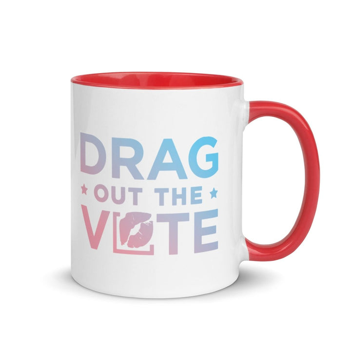 Drag Out the Vote - Trans Logo Mug with Color Inside - dragqueenmerch
