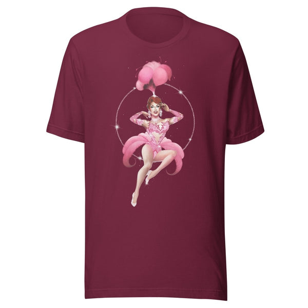 Plasma - Pink Showgirl Unisex T-Shirt - Maroon - dragqueenmerch
