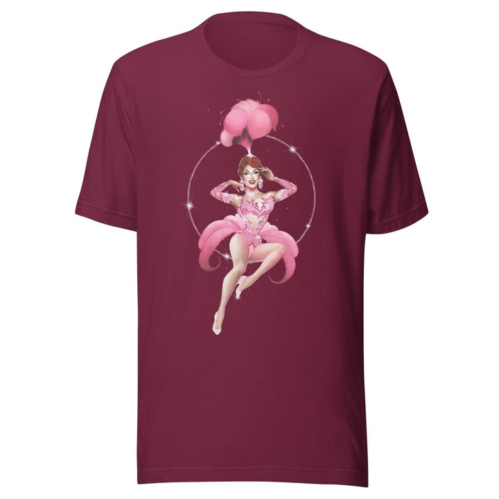 Plasma - Pink Showgirl Unisex T-Shirt - Maroon - dragqueenmerch