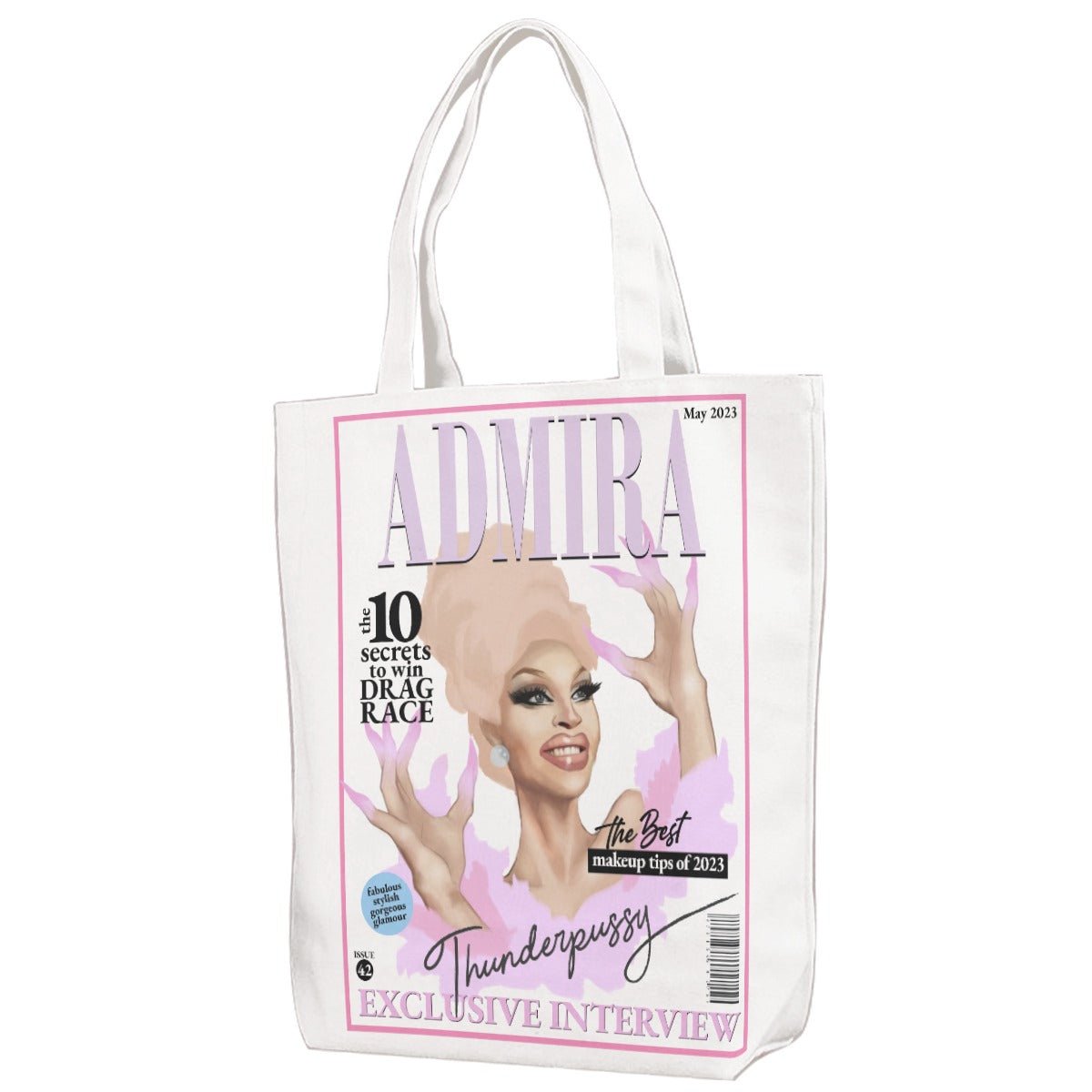 Admira Thunderpussy - Magazine Print Jumbo Tote Bag - dragqueenmerch
