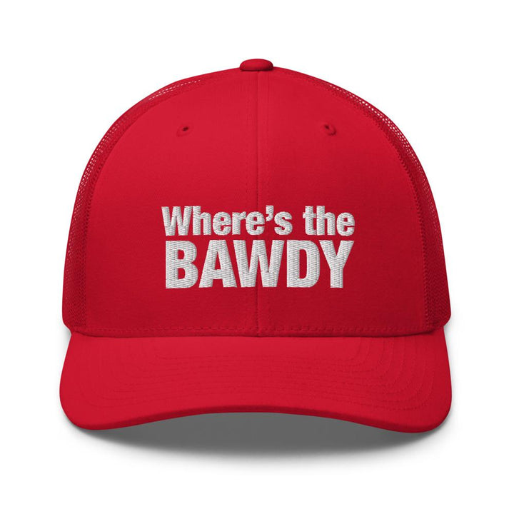 A'KERIA DAVENPORT "WHERE'S THE BAWDY" TRUCKER HAT (RED) - dragqueenmerch