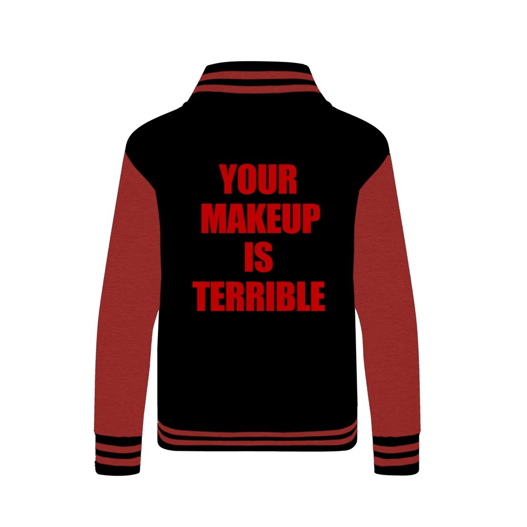 ALASKA "MAKEUP IS TERRIBLE" 2 SIDED Varsity Jacket - dragqueenmerch