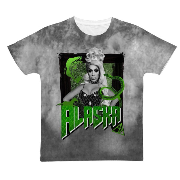 ALASKA "SNAKES" BLACK CLOUD DYE ALL OVER PRINT T-SHIRT
