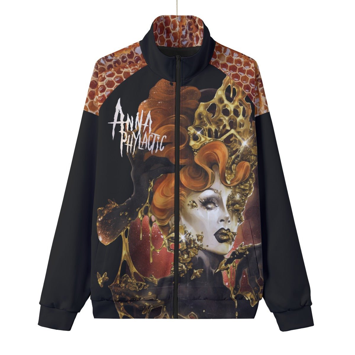 Anna Phylactic - Honeycomb All-Over Print Stand Collar Jacket - dragqueenmerch