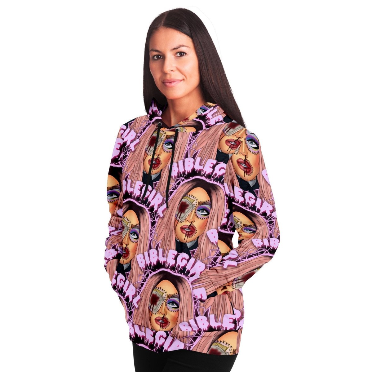 BibleGirl Eyebola All Over Print Hoodie - dragqueenmerch