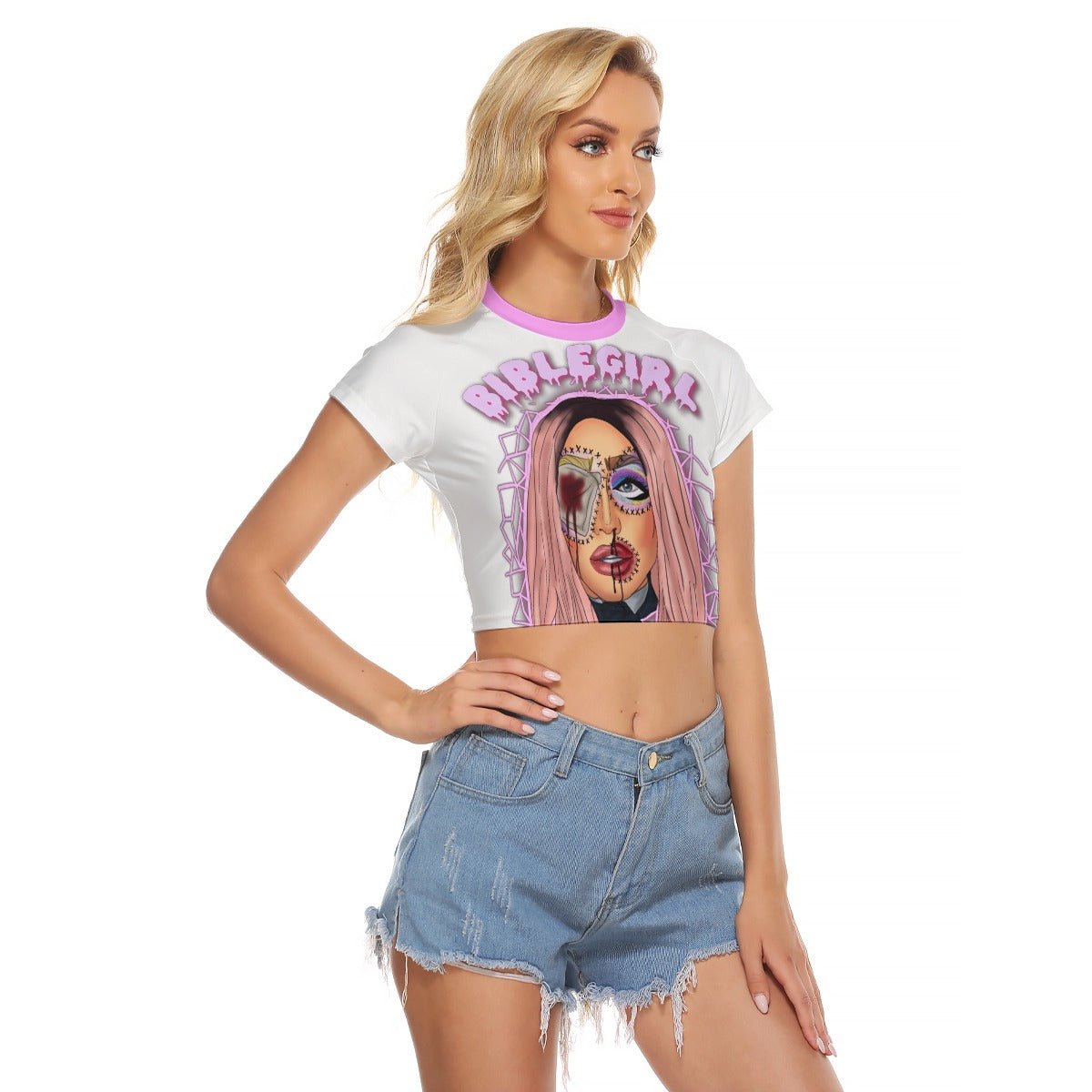 BibleGirl - Eyebola Baseball Crop T-Shirt - dragqueenmerch