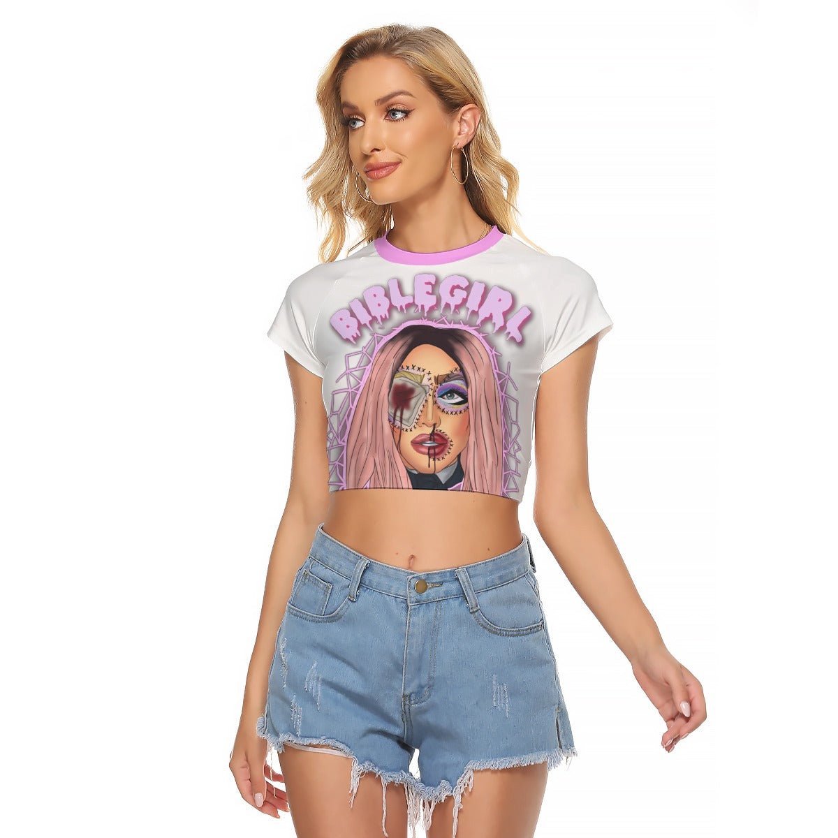 BibleGirl - Eyebola Baseball Crop T-Shirt - dragqueenmerch