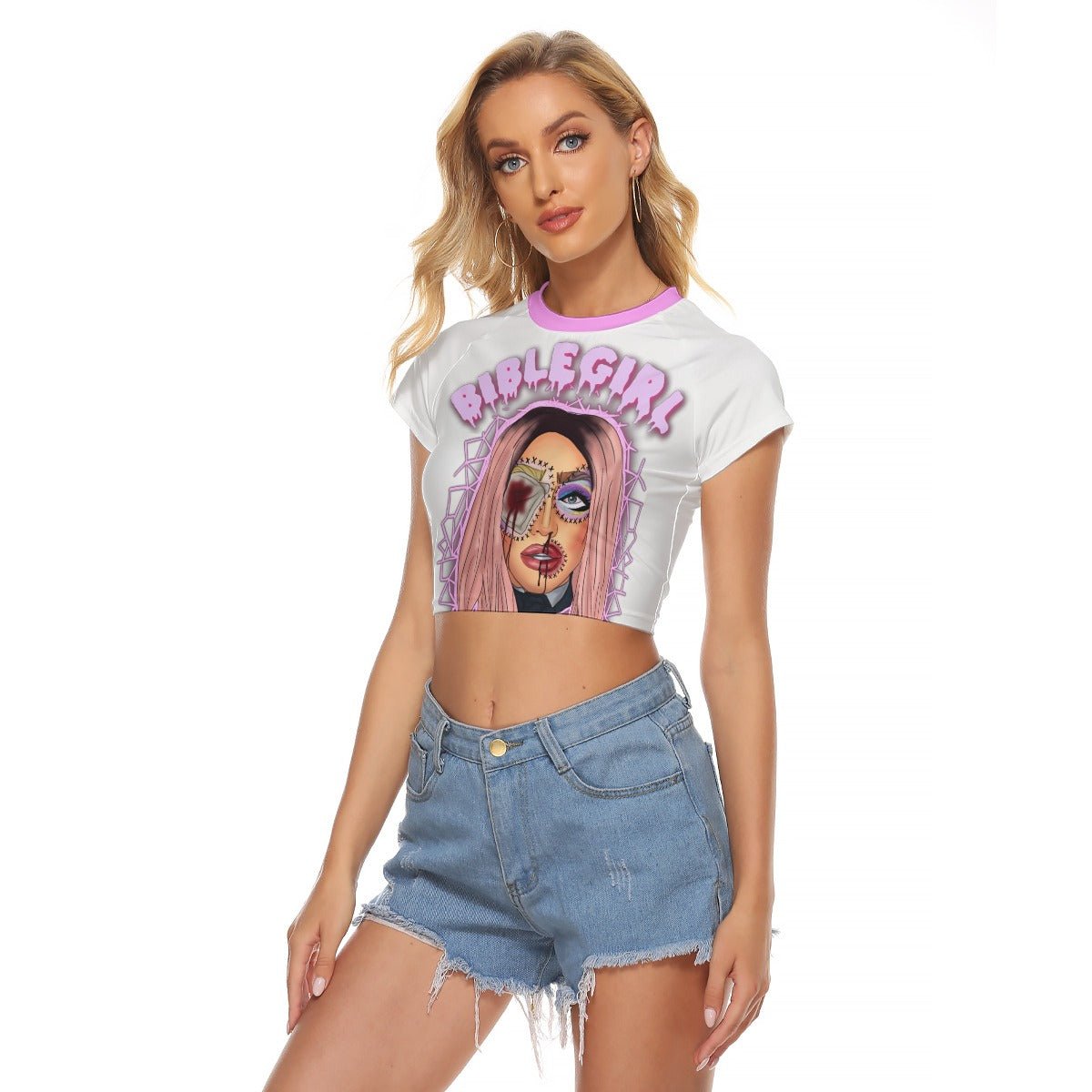 BibleGirl - Eyebola Baseball Crop T-Shirt - dragqueenmerch