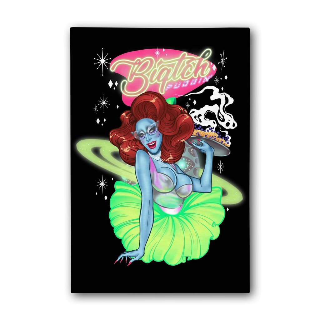 Biqtch Puddin - Alien Canvas Print - dragqueenmerch