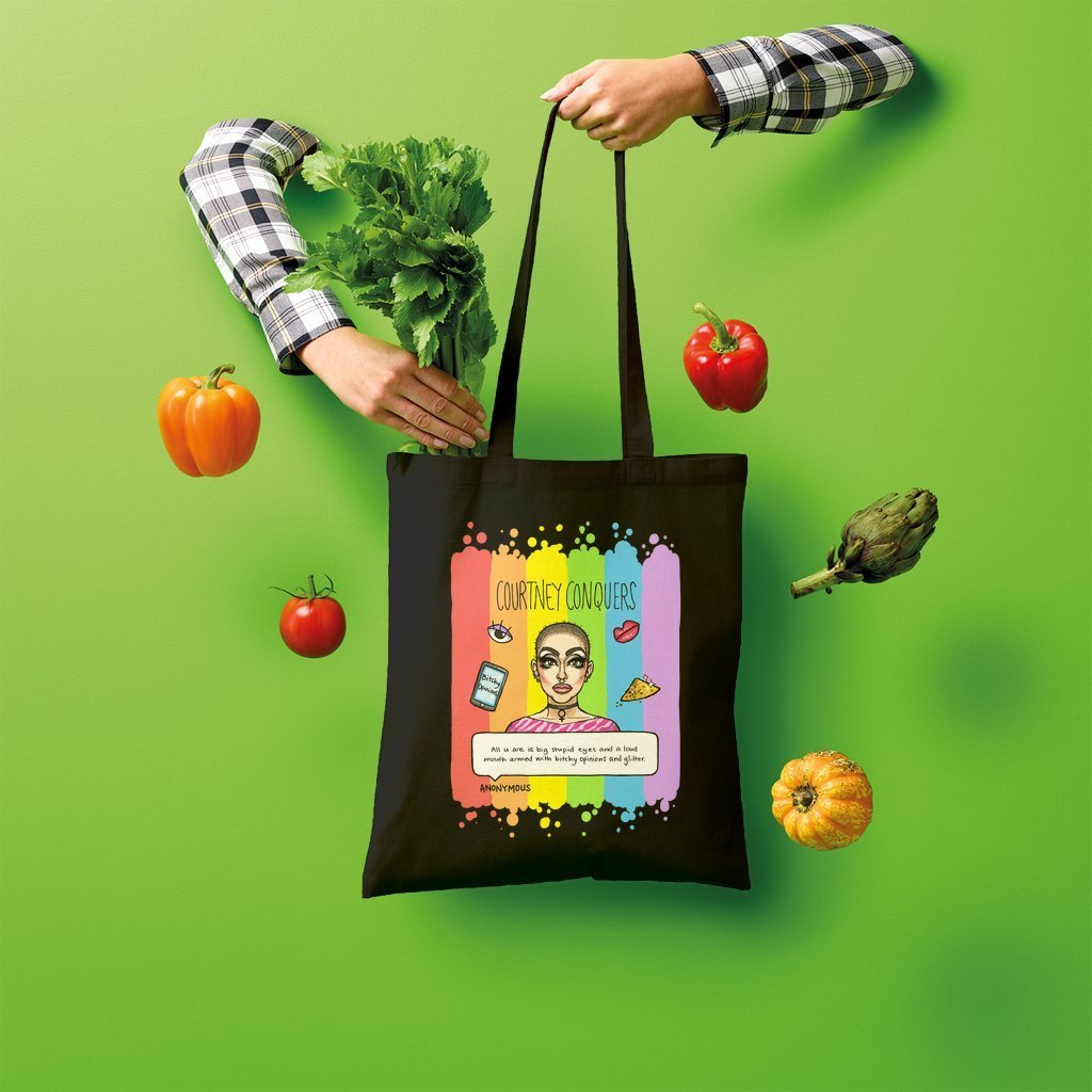 Courtney Conquers "Rainbow" Shopper TOTE BAG - dragqueenmerch