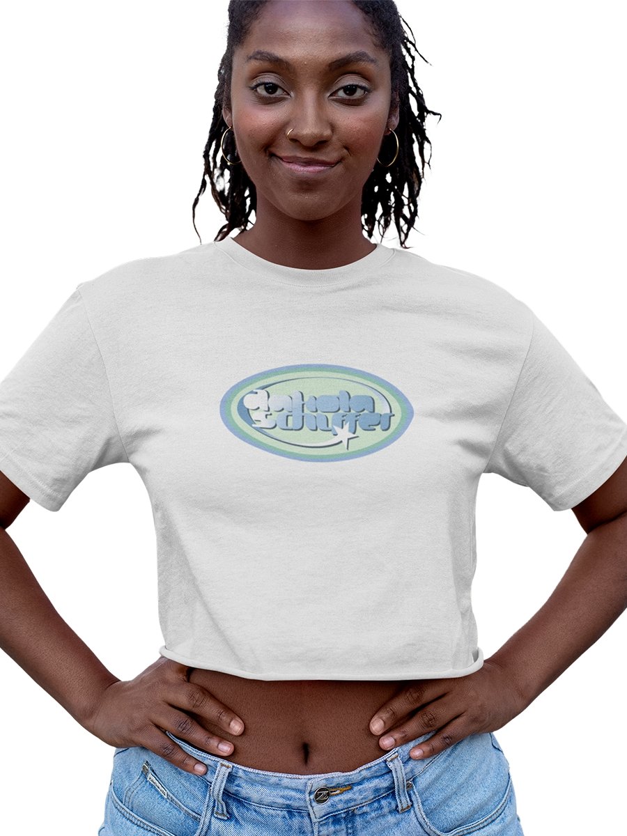 Dakota Schiffer - Blue Logo Cropped Raw Edge T-Shirt - dragqueenmerch