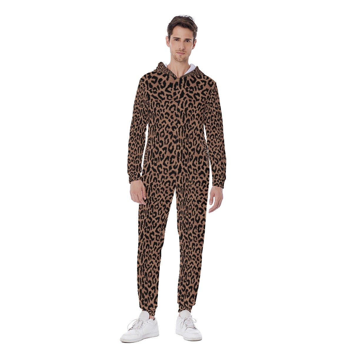DQM - Leopard Pattern Hooded Jumpsuit - dragqueenmerch