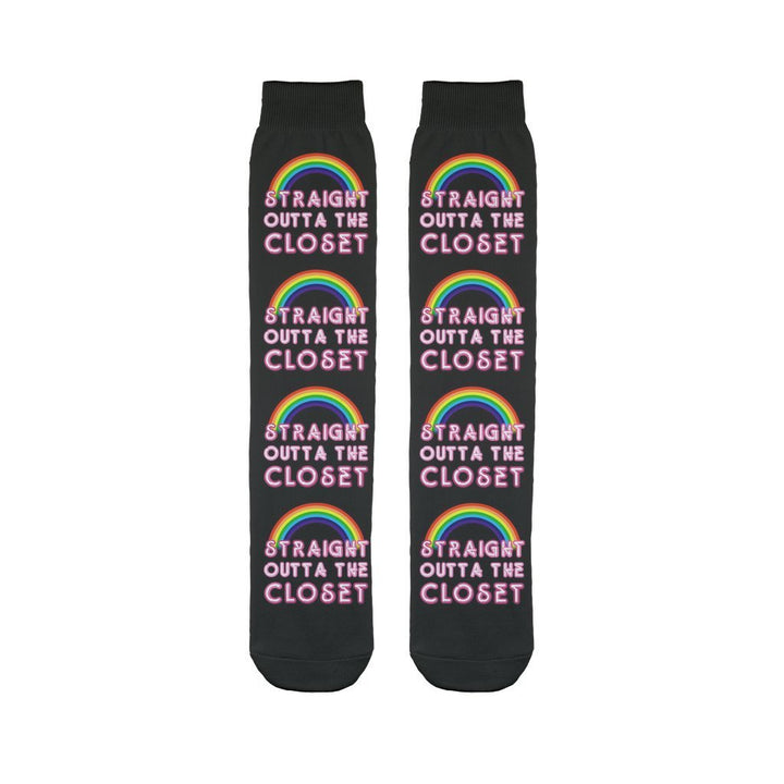 DQM LOUD N' PROUD - PRIDE - STRAIGHT OUTTA THE CLOSET ﻿TUBE SOCKS - dragqueenmerch