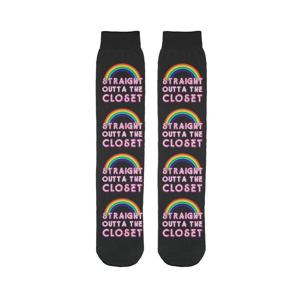 DQM LOUD N' PROUD - PRIDE - STRAIGHT OUTTA THE CLOSET ﻿TUBE SOCKS - dragqueenmerch