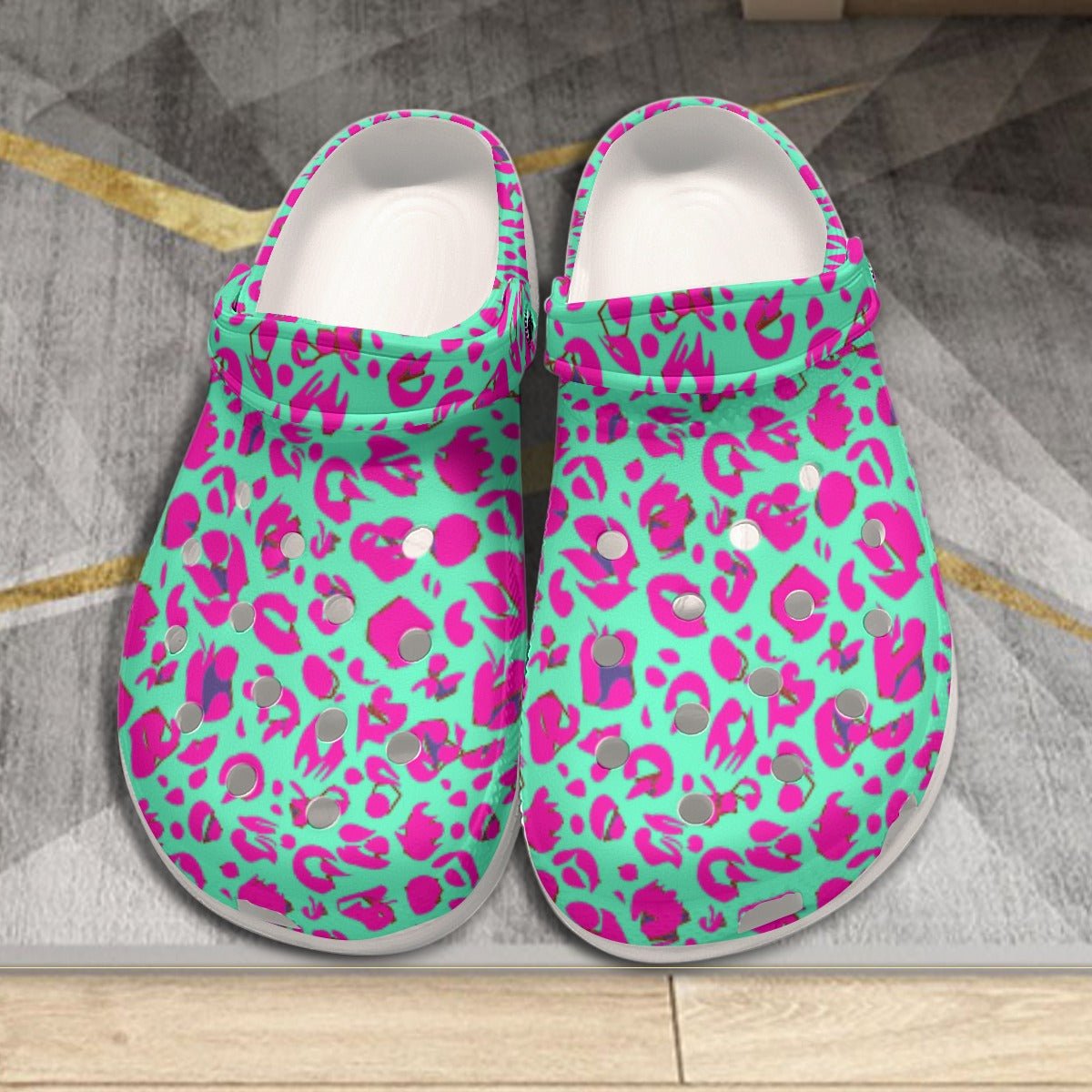 DQM - Neon Pink Leopard Unisex Clog Sandals - dragqueenmerch