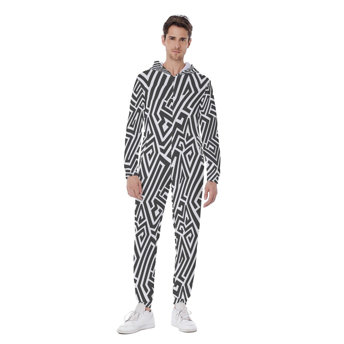 DQM - Zig Zag Pattern Hooded Jumpsuit - dragqueenmerch