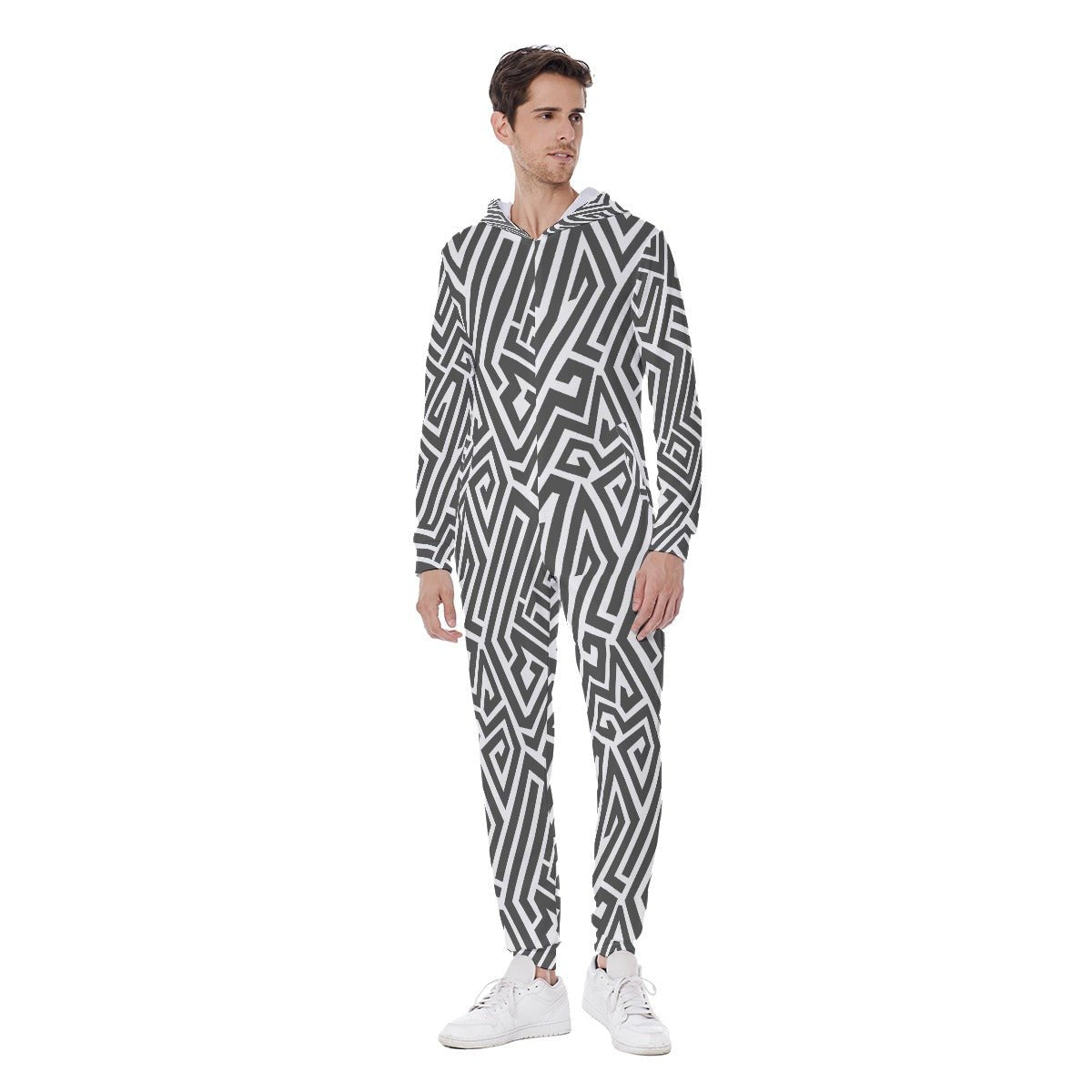 DQM - Zig Zag Pattern Hooded Jumpsuit - dragqueenmerch