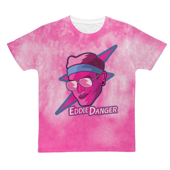 EDDIE DANGER "I'M DANGEROUS" BRIGHT PINK CLOUD DYE ALL OVER PRINT T-SHIRT - dragqueenmerch