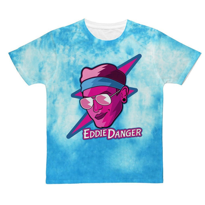 EDDIE DANGER "I'M DANGEROUS" TURQUOISE CLOUD DYE ALL OVER PRINT T-SHIRT - dragqueenmerch