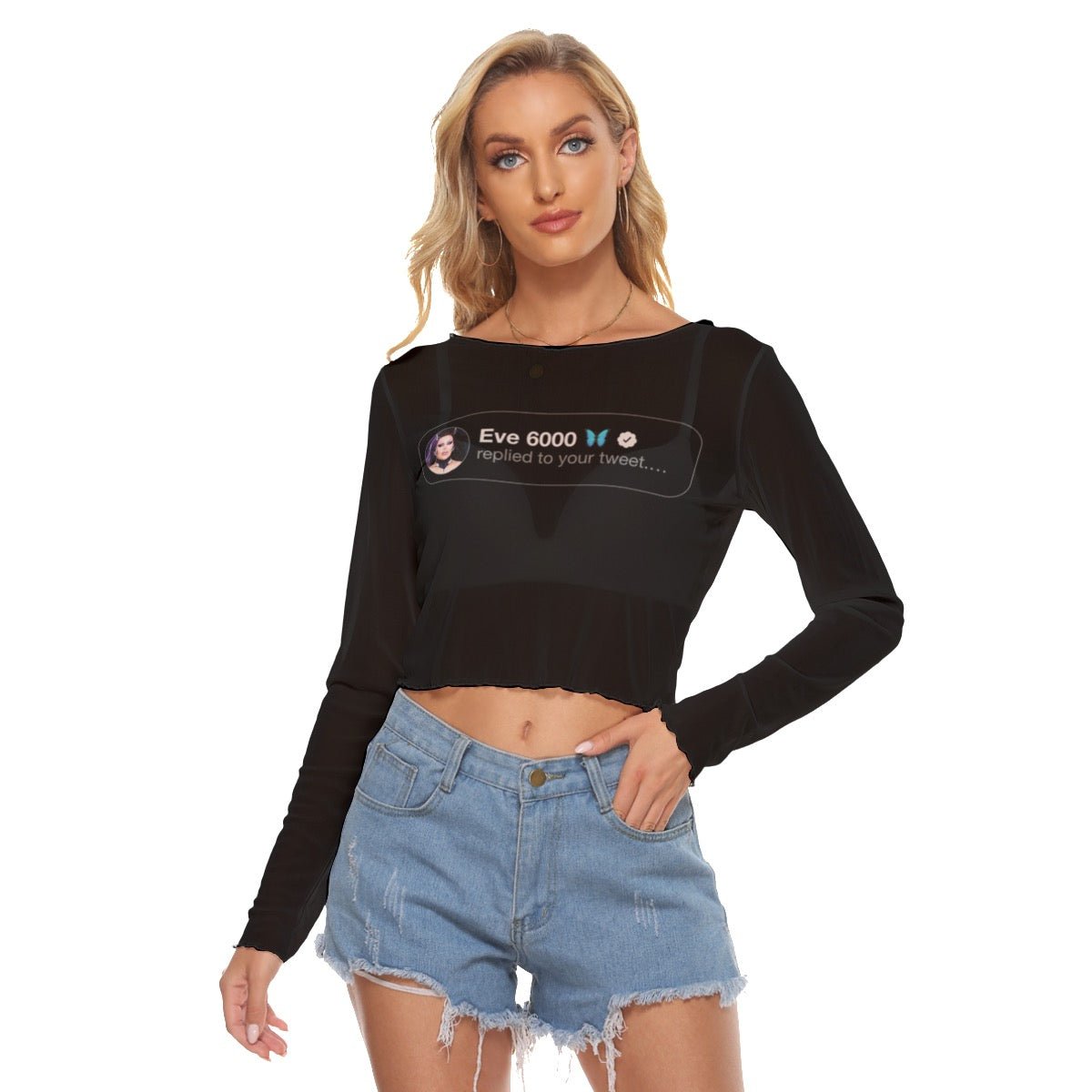 Eve 6000 - Replied Crop Mesh Long Sleeve Tee - dragqueenmerch