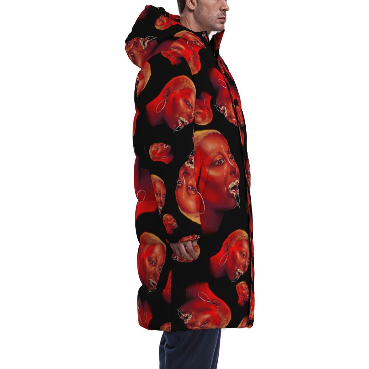 Fantasia Royale Gaga - Drool Meme All-Over Print Long Down Jacket - dragqueenmerch