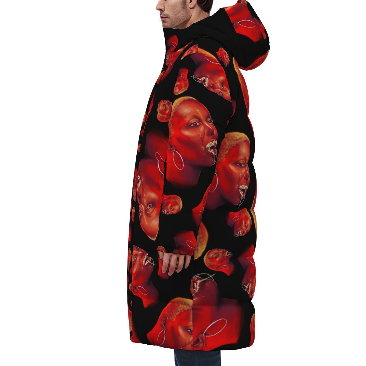 Fantasia Royale Gaga - Drool Meme All-Over Print Long Down Jacket - dragqueenmerch