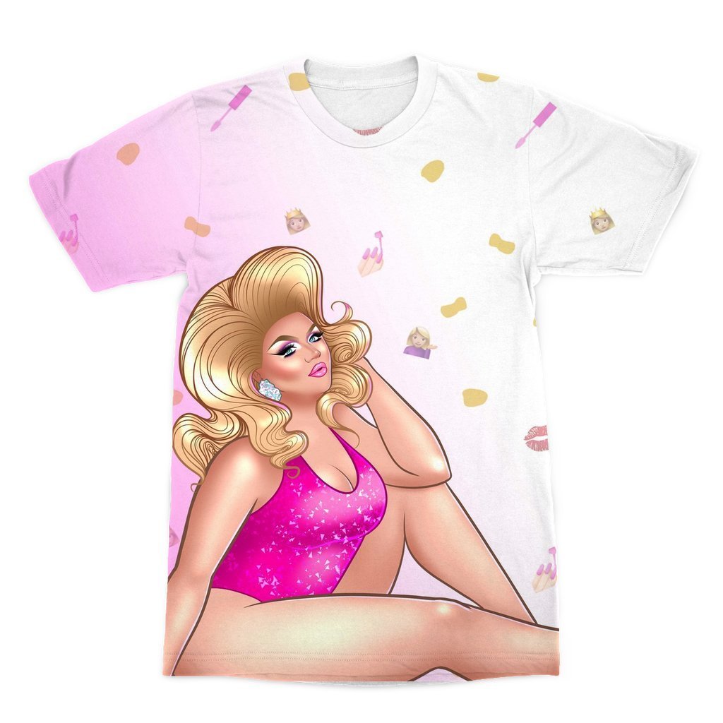 FARRAH MASCARA EMOJI ﻿ALL OVER PRINT T-SHIRT - dragqueenmerch
