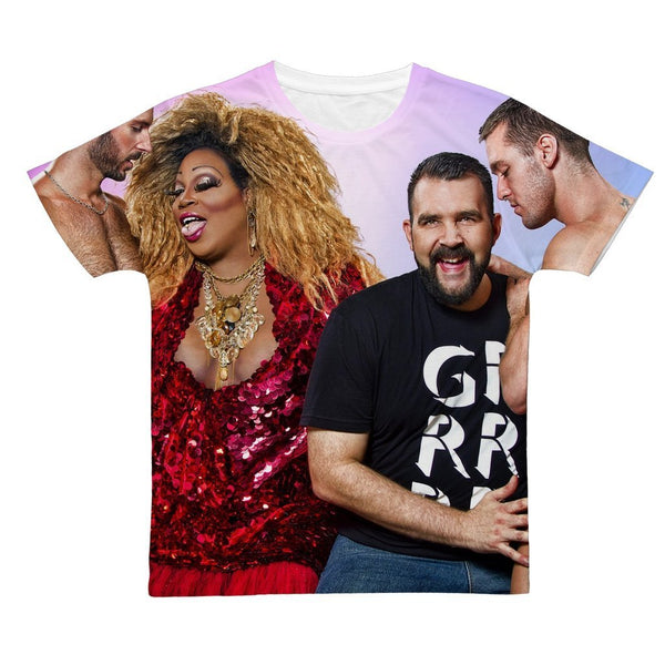 Hey Qween Jonny & Lady Red ALL OVER PRINT T-SHIRT - dragqueenmerch
