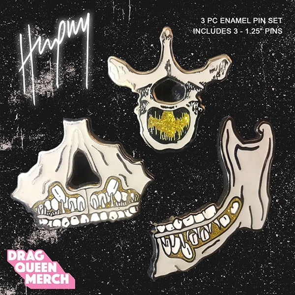 HUNGRY "KNOCHEN" 3 PIECE ENAMEL PIN SET - dragqueenmerch
