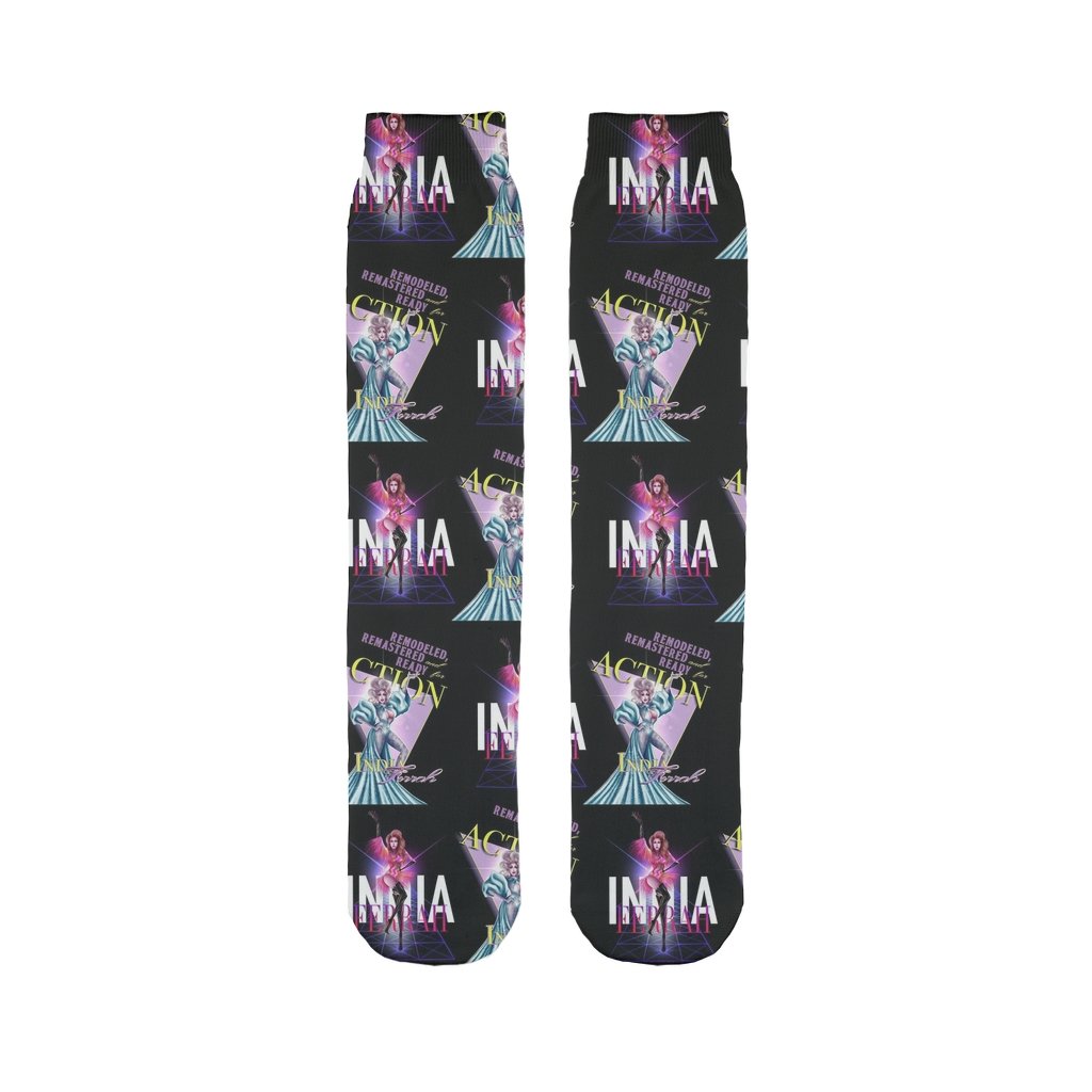 India Ferrah All Over Print Tube Socks - dragqueenmerch