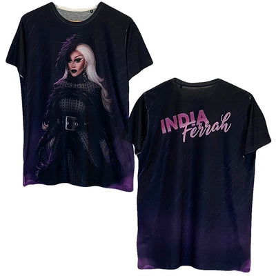 INDIA FERRAH "@LEOSHKI" ALL OVER PRINT T-SHIRT