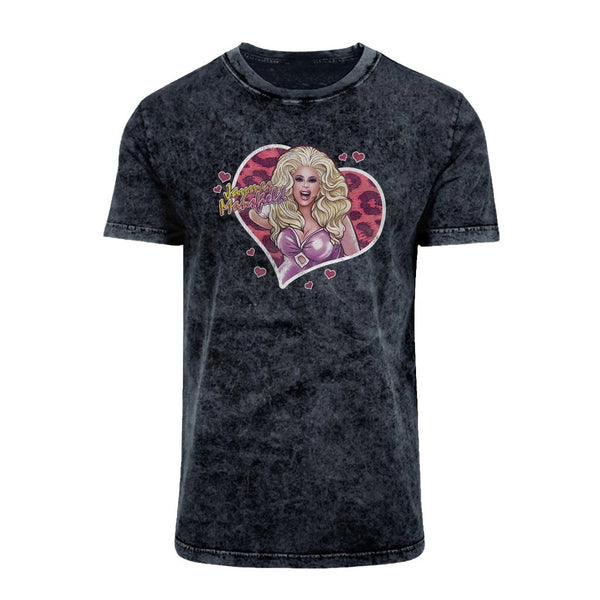 Jaymes Mansfield - Vintage Hearts Acid Wash T-Shirt - dragqueenmerch