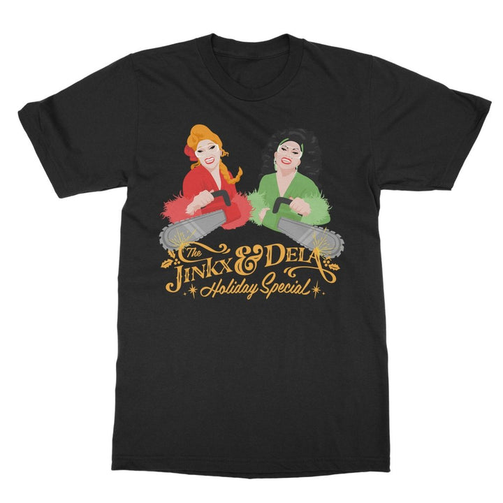 JINKX & DELA HOLIDAY SPECIAL "CHAINSAW" T-SHIRT - dragqueenmerch