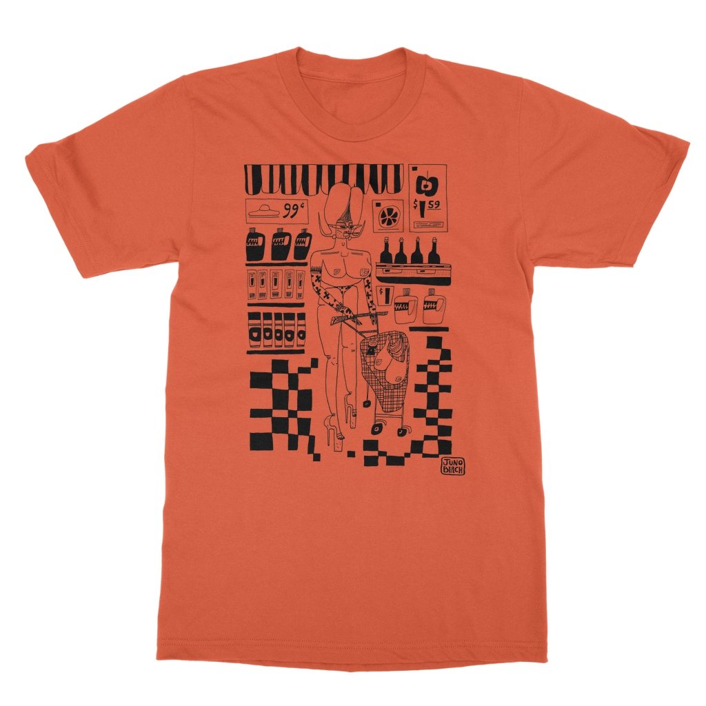 JUNO BIRCH - ALIEN GROCERIES  (BLACK INK) T-SHIRT