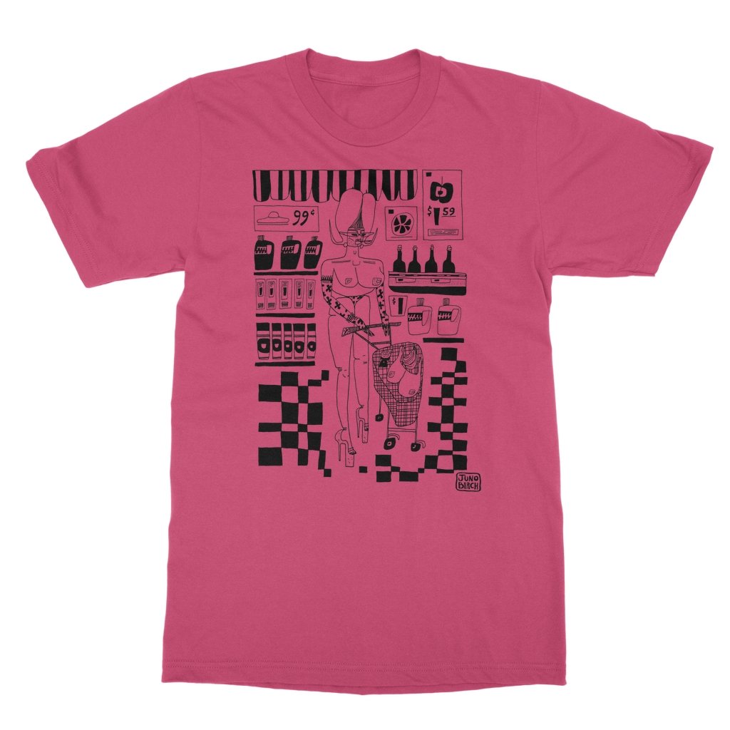 JUNO BIRCH - ALIEN GROCERIES  (BLACK INK) T-SHIRT