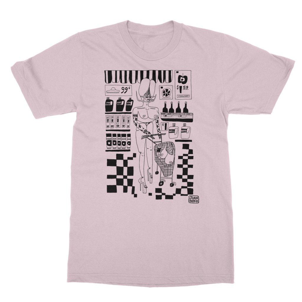 JUNO BIRCH - ALIEN GROCERIES  (BLACK INK) T-SHIRT