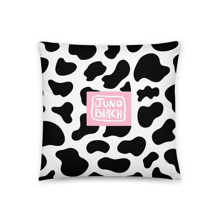 Juno Birch - Cow Logo Throw Pillow - dragqueenmerch