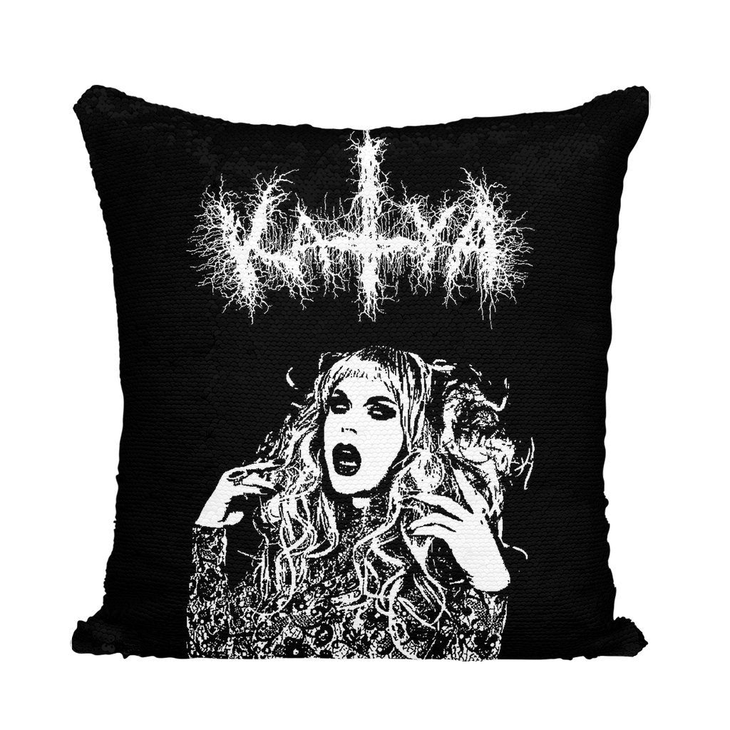 Katya Black Metal Sequin Throw Pillow