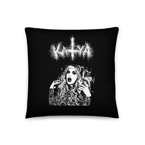 Katya - Black Metal Throw Pillow - dragqueenmerch