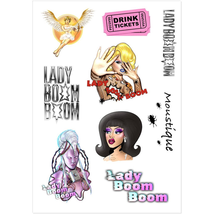 Lady Boom Boom Sticker Sheet - dragqueenmerch