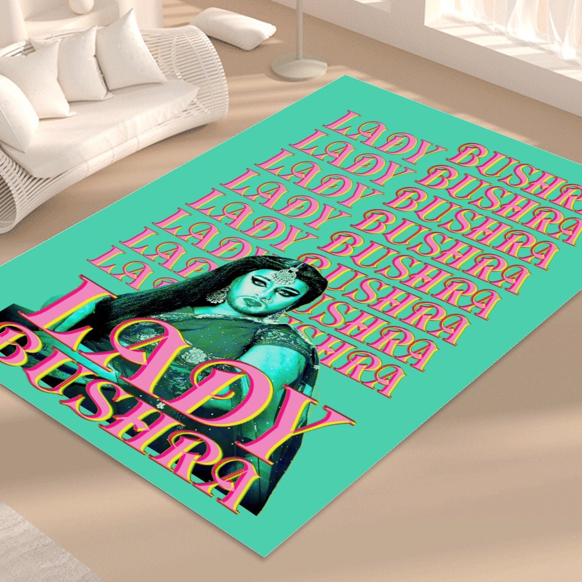 Lady Bushra - Repeat Logo Foldable Rectangular Floor Mat - dragqueenmerch