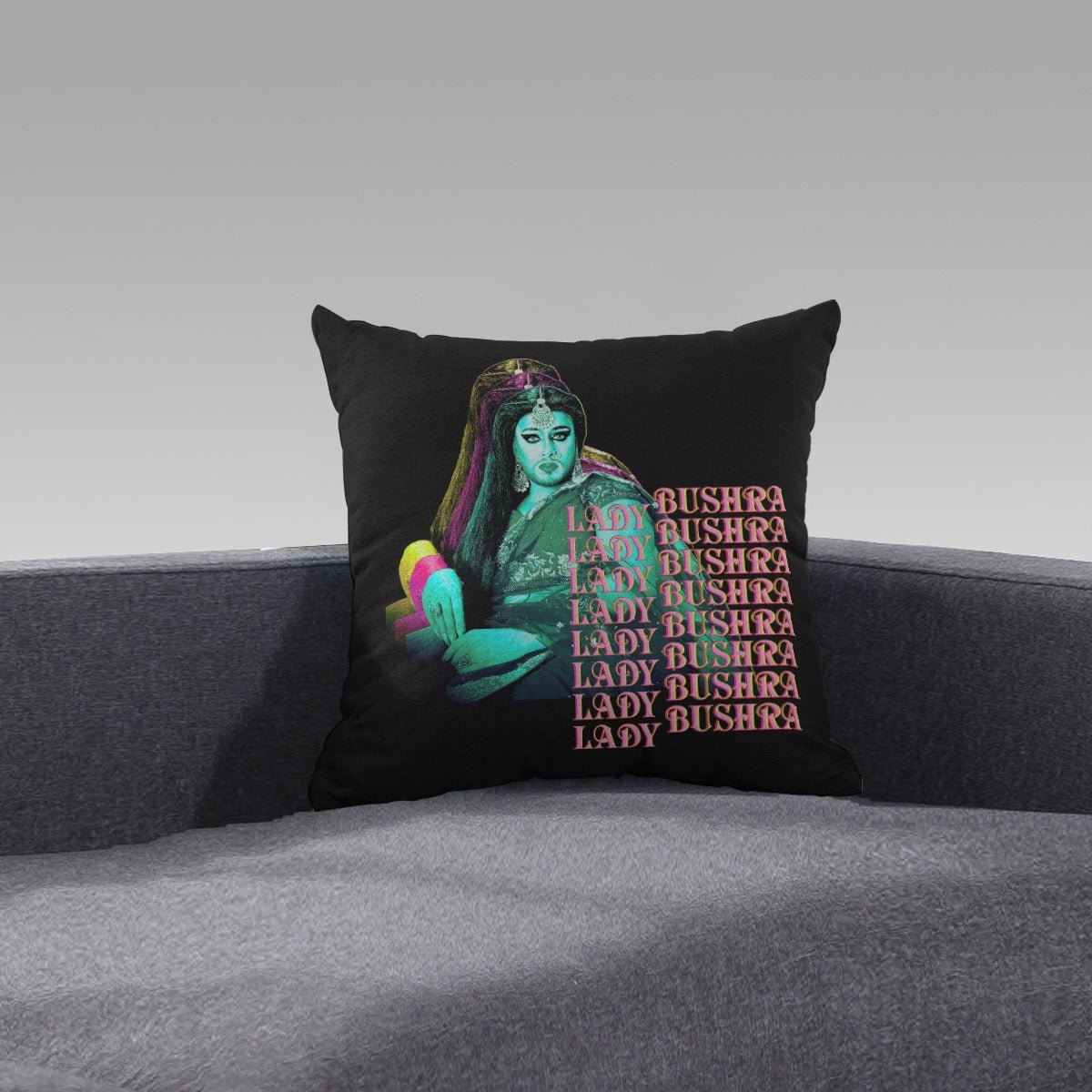 Lady Bushra - Repeat Logo Plush Pillow - dragqueenmerch