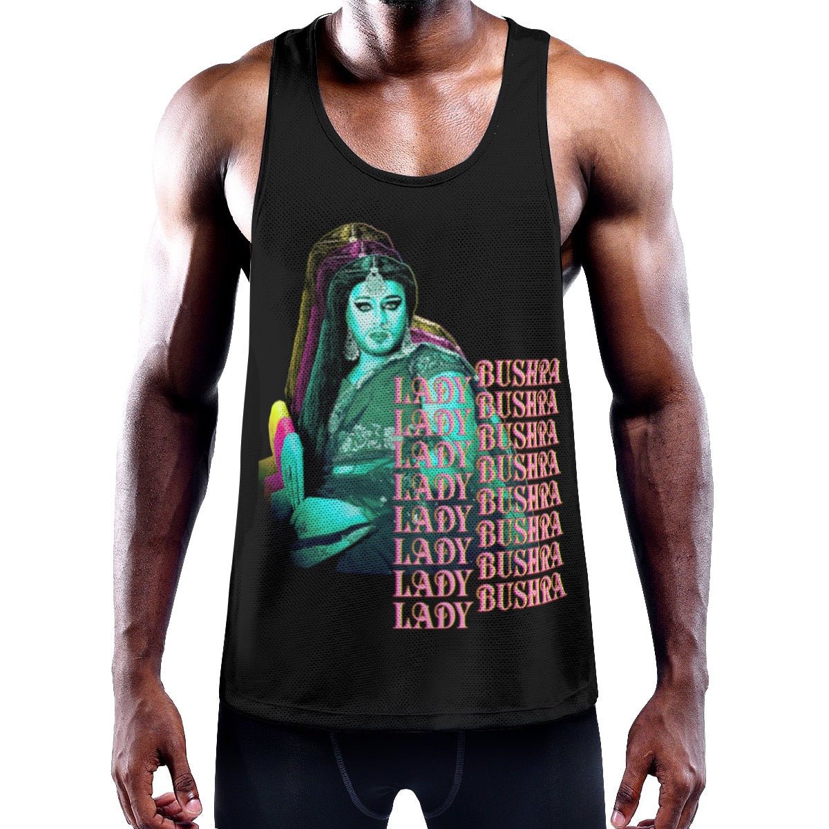 Lady Bushra - Repeat Logo Slim Fit Muscle Tank Top - dragqueenmerch