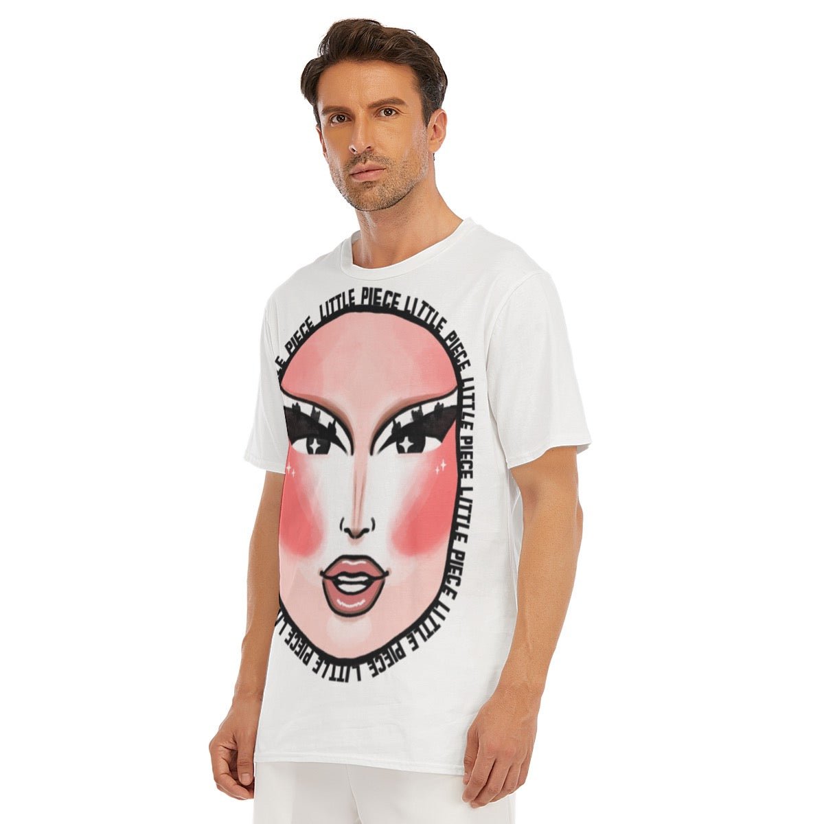 Little Piece - Illustrated Portrait Jumbo Print T-Shirt - dragqueenmerch