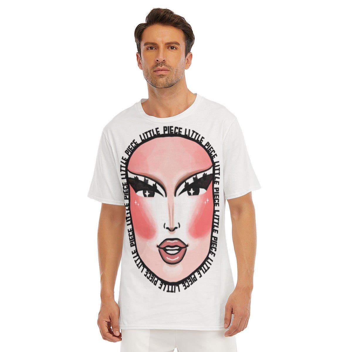 Little Piece - Illustrated Portrait Jumbo Print T-Shirt - dragqueenmerch
