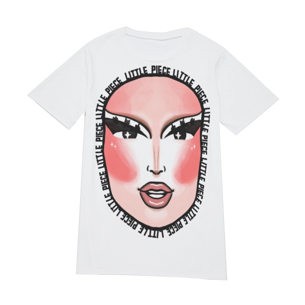 Little Piece - Illustrated Portrait Jumbo Print T-Shirt - dragqueenmerch