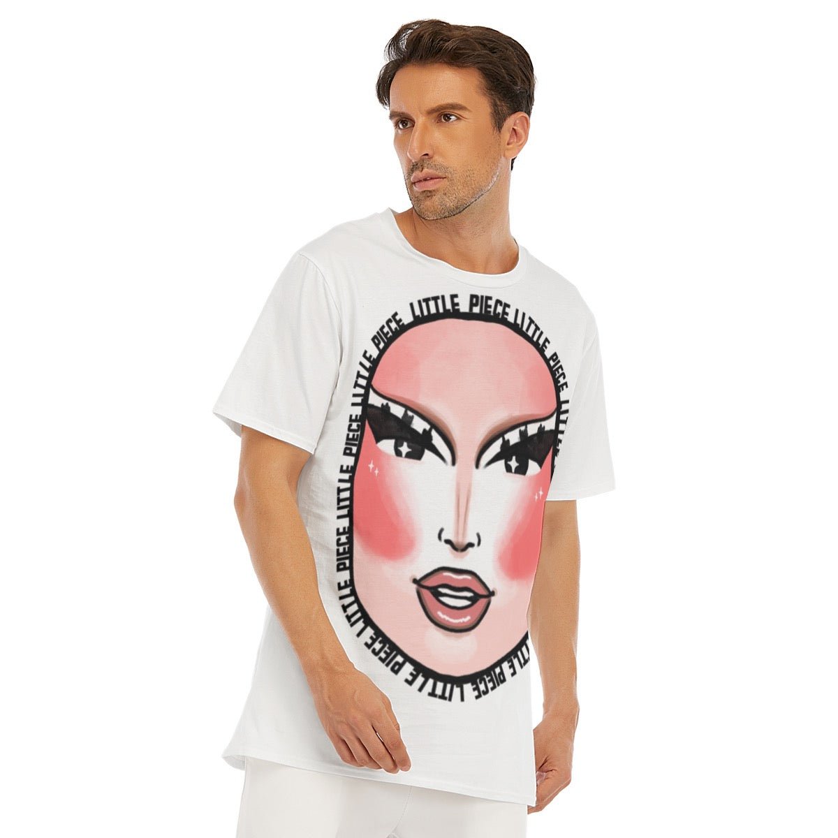 Little Piece - Illustrated Portrait Jumbo Print T-Shirt - dragqueenmerch